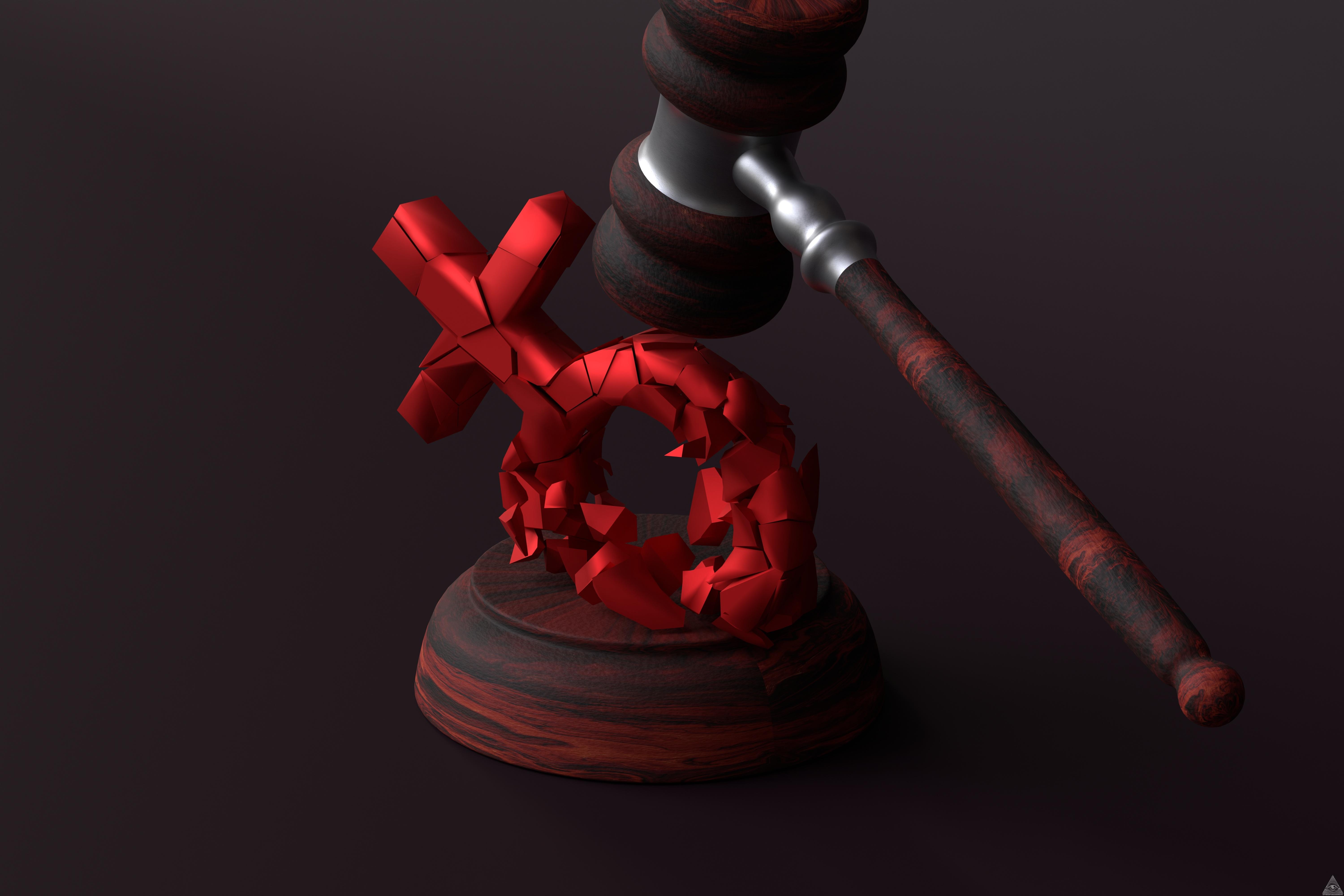 Gavel Crushing Female Symbol